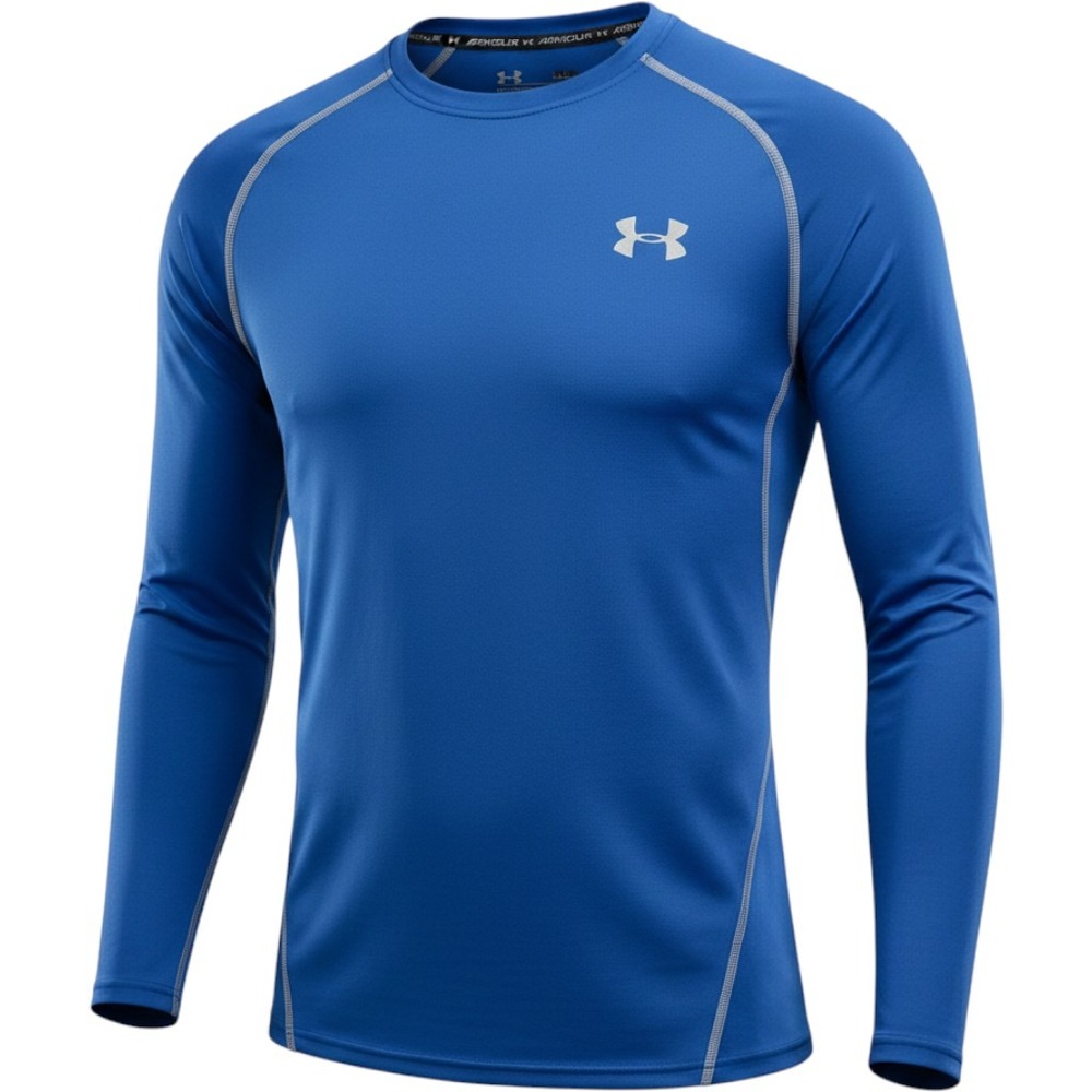 Under Armour Long Sleeve Mens 2XL Blue HeatGear Compression Shirt Gorpcore Sport